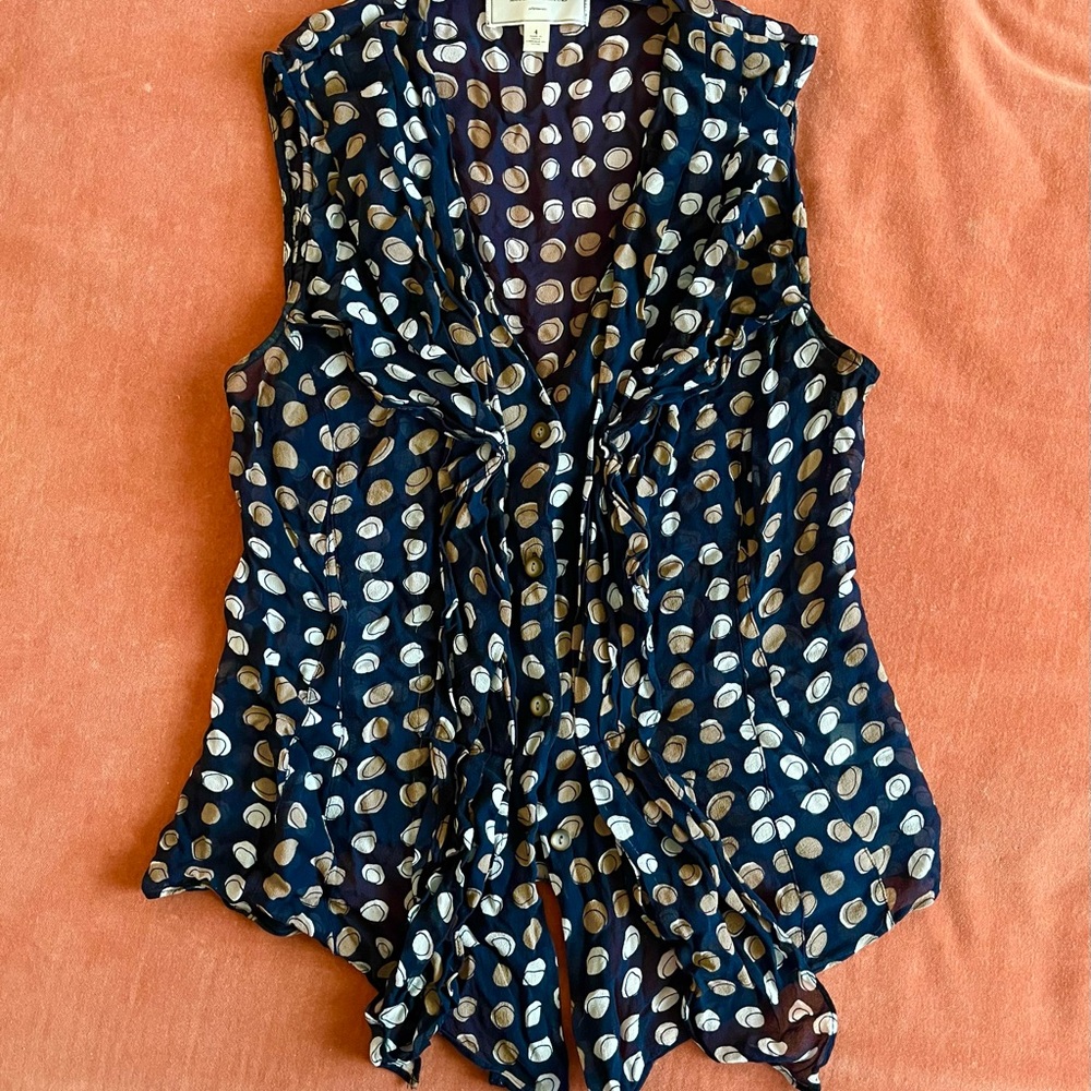 Moulinette Soeurs Navy Blue Polka Dot Blouse